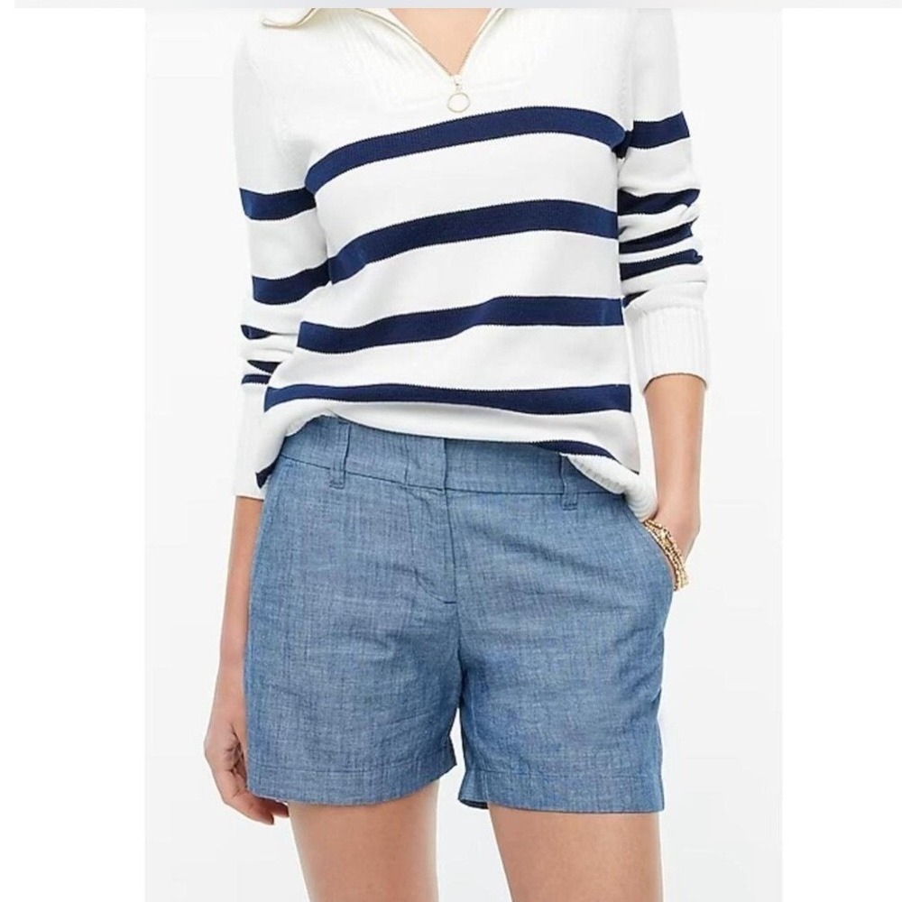 J.Crew Shorts Womens 4 Blue Chambray Linen Blend Indigo Casual Pockets